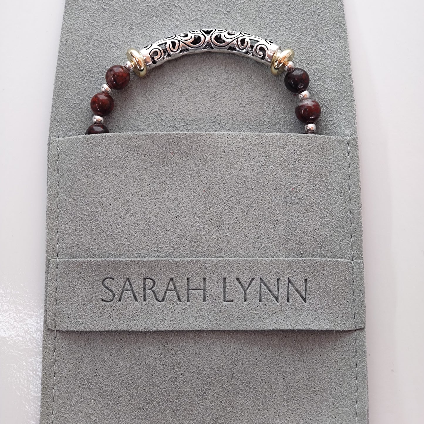 Handmade Jewelry Poppy Jasper Charm Bracelet, Unique Sterling Silver Design, Ideal Birthday or Anniversary Gift!**
