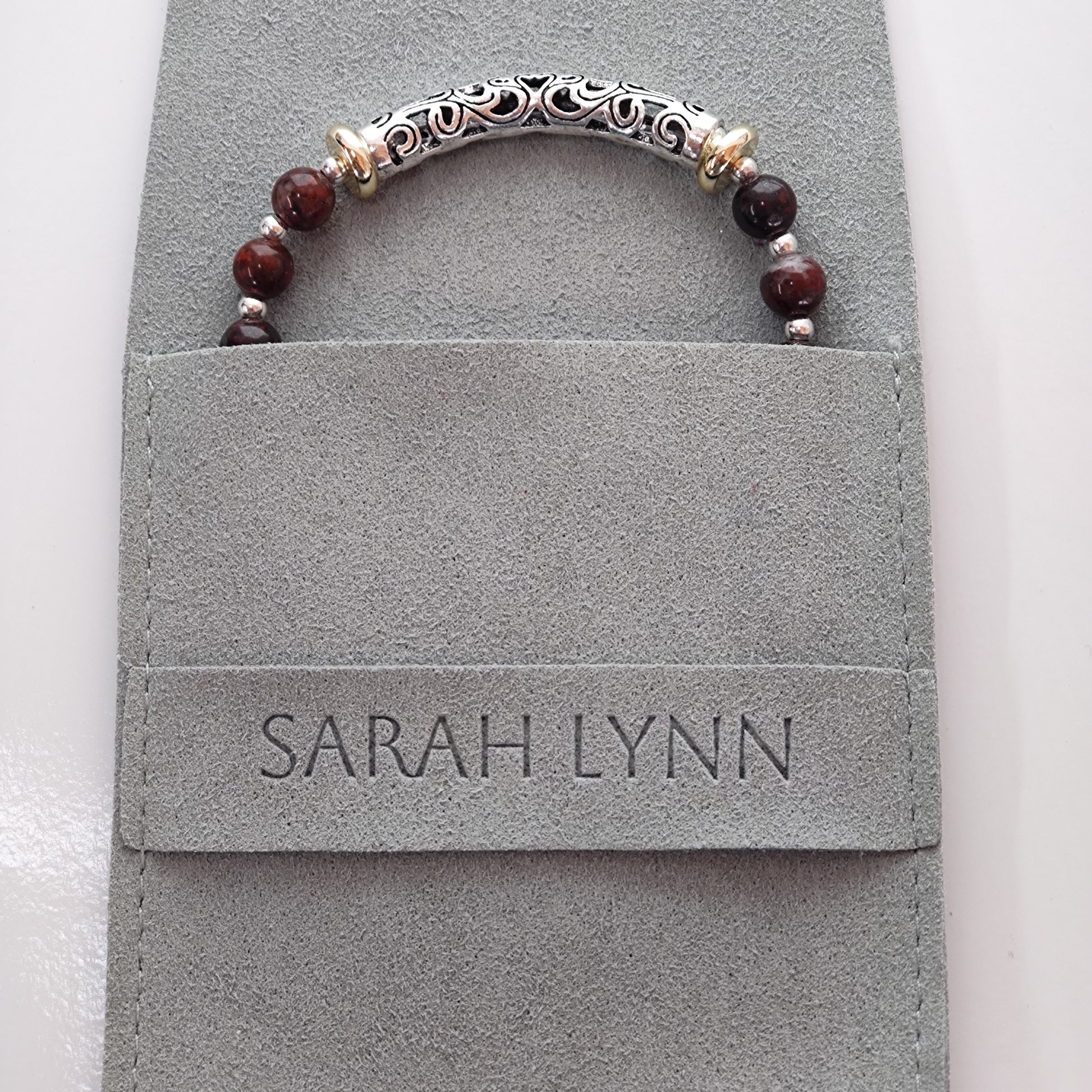 Handmade Jewelry Poppy Jasper Charm Bracelet, Unique Sterling Silver Design, Ideal Birthday or Anniversary Gift!**