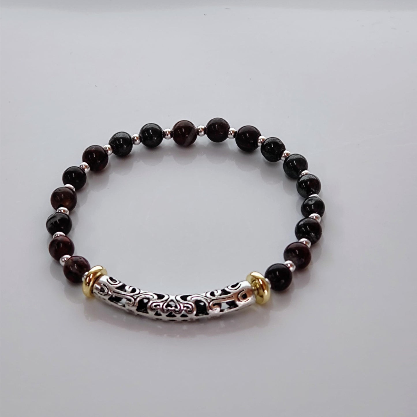 Handmade Jewelry Poppy Jasper Charm Bracelet, Unique Sterling Silver Design, Ideal Birthday or Anniversary Gift!**