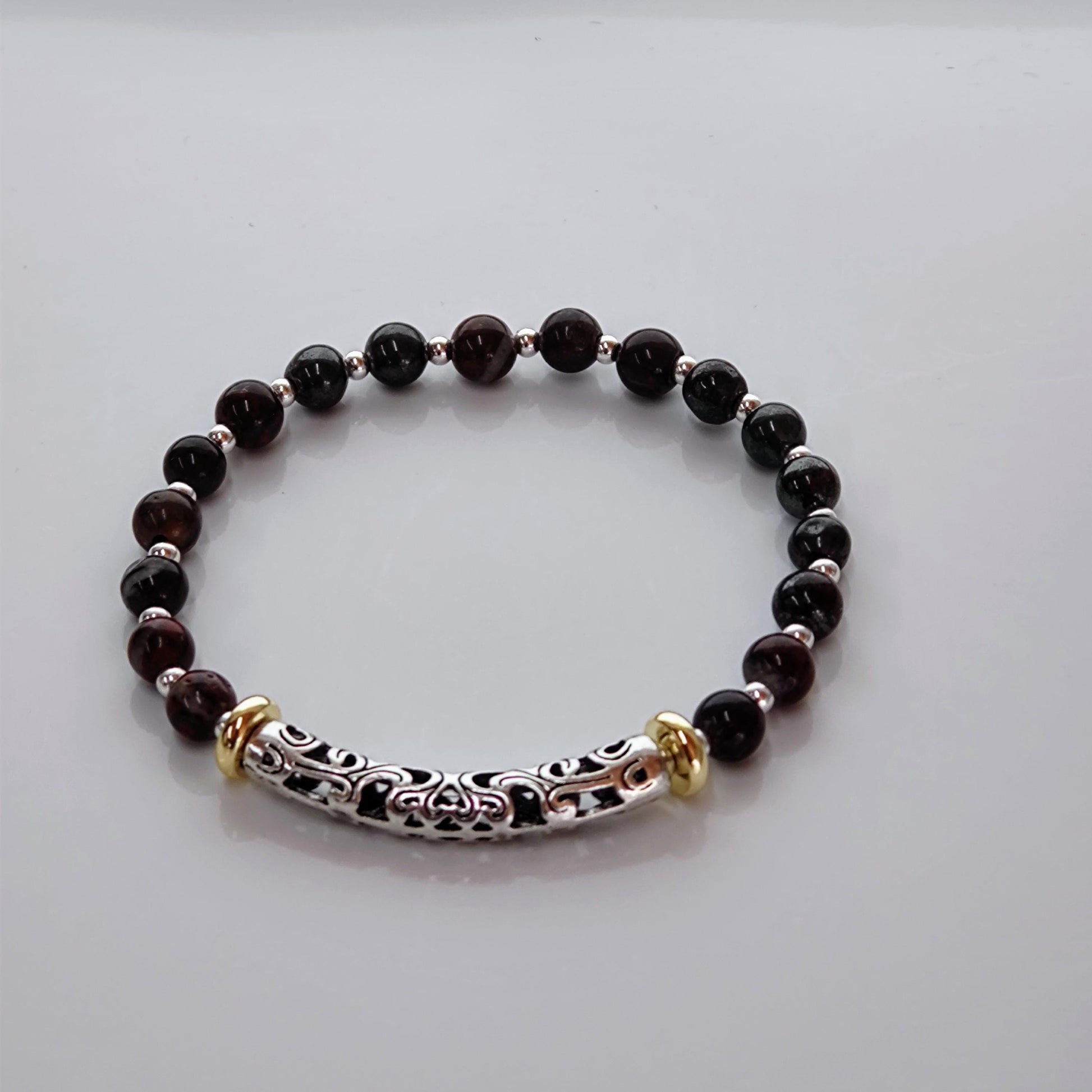 Handmade Jewelry Poppy Jasper Charm Bracelet, Unique Sterling Silver Design, Ideal Birthday or Anniversary Gift!**