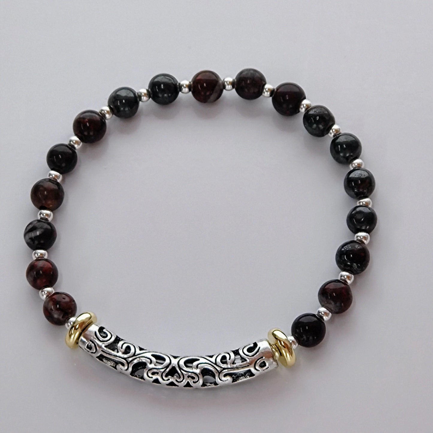  **Handmade Jewelry Poppy Jasper Charm Bracelet, Unique Sterling Silver Design, Ideal Birthday or Anniversary Gift!**