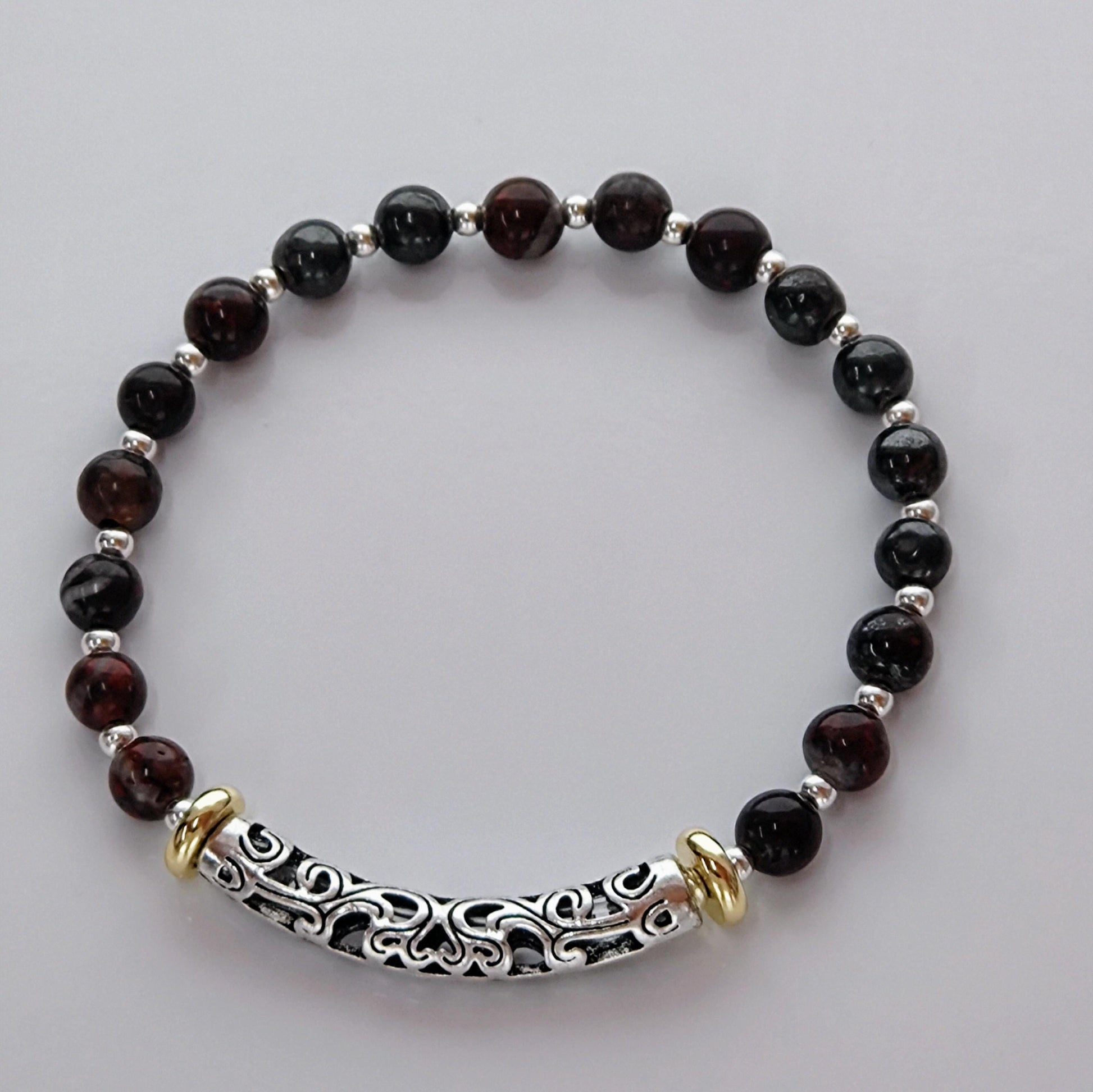  **Handmade Jewelry Poppy Jasper Charm Bracelet, Unique Sterling Silver Design, Ideal Birthday or Anniversary Gift!**
