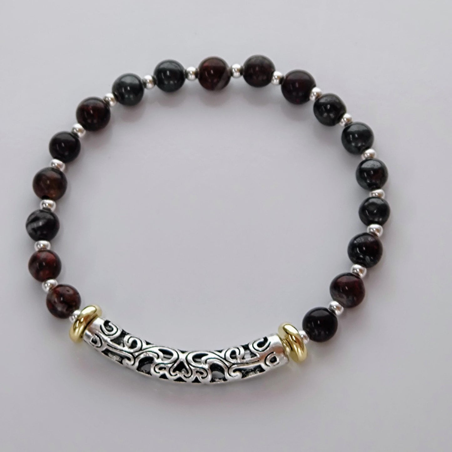  **Handmade Jewelry Poppy Jasper Charm Bracelet, Unique Sterling Silver Design, Ideal Birthday or Anniversary Gift!**