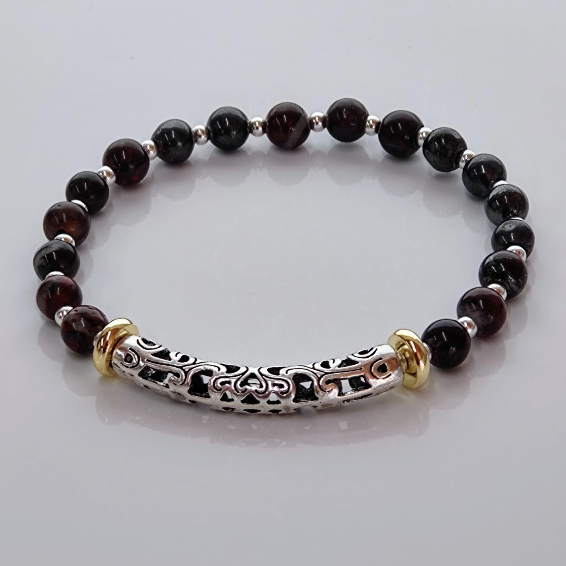  **Handmade Jewelry Poppy Jasper Charm Bracelet, Unique Sterling Silver Design, Ideal Birthday or Anniversary Gift!**